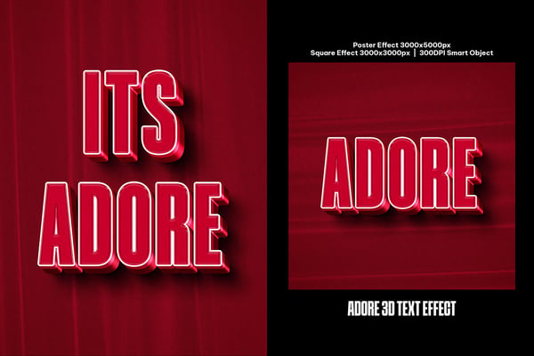 Adore 3D Square And Poster Text Effect