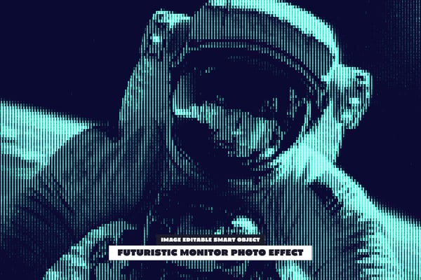 Futuristic Monitor Photo Effect
