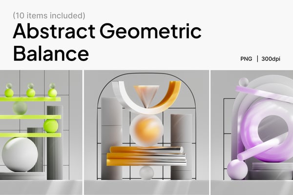 Abstract Geometric Balance 3D Icon Set