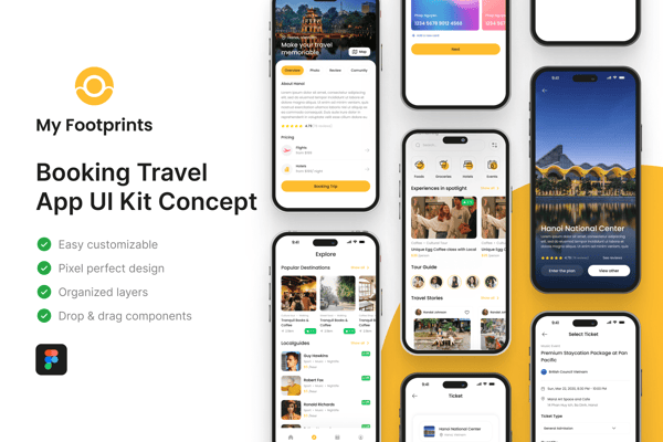My Footprints - Booking Travel Mobile App UI Kit