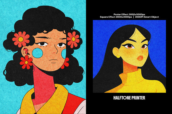 Halftone Printer Square And Poster Photo Effect