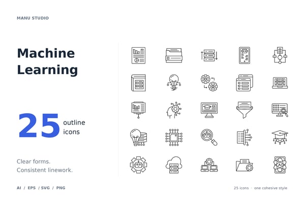 Machine Learning Icon Set – AI & Data Science Icons