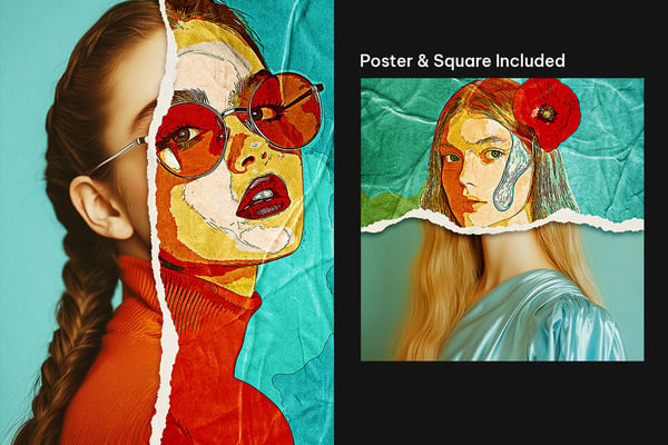 Glued Poster Square And Poster Photo Effect