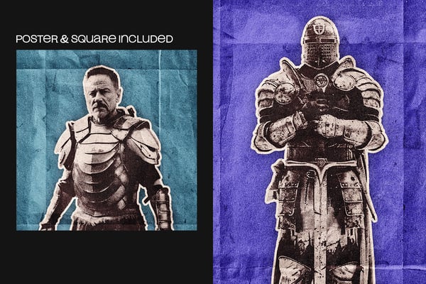 Halftone Sticker Square And Poster Photo Effect