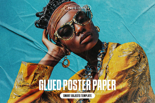Glued Poster Paper Photo Effect