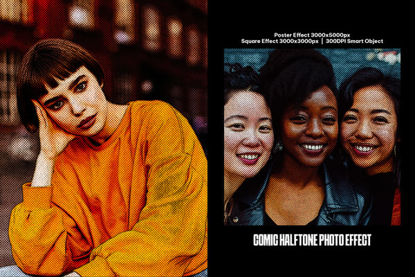 Comic Halftone Square And Poster Photo Effect