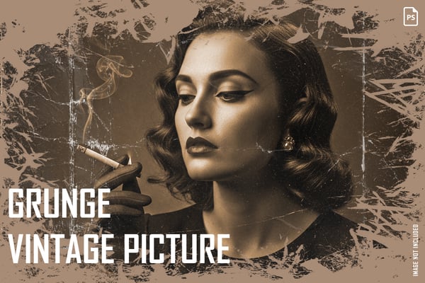 Grunge Vintage Picture effect psd template