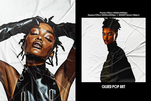 Glued Pop Art Square And Poster Photo Effect