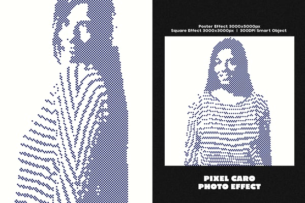 Pixel Caro Square And Poster Photo Effect