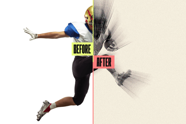 Zoom Halftone Square And Poster Photo Effect