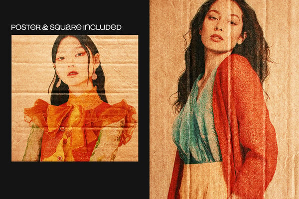 Retro Cardboard Square And Poster Photo Effect