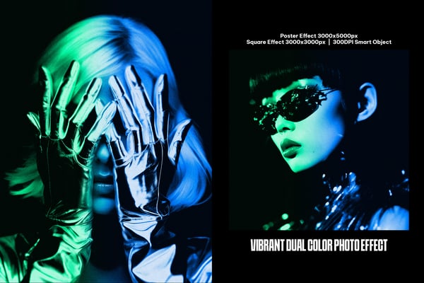 Vibrant Dual Color Square And Poster Photo Effect
