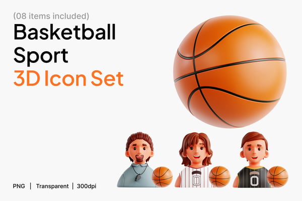 Basketball Sport 3D Icon Set