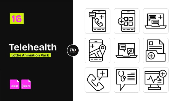  0:11 / 0:28 Telehealth Icons Pack | After Effects & Lottie Animation