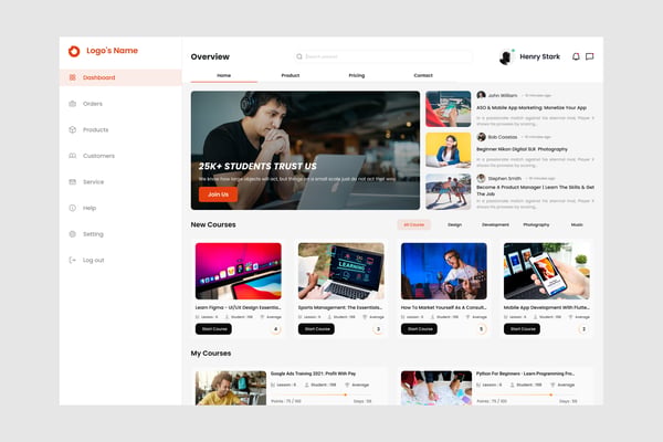 Online Course Dashboard UI Kit