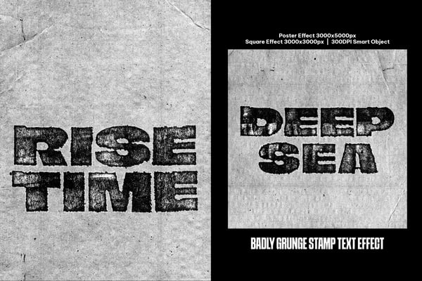 Badly Grunge Stamp Square And Poster Text Effect