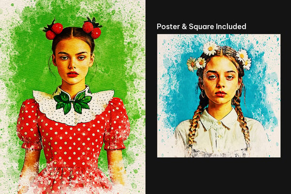Watercolor Painting Square And Poster Photo Effect