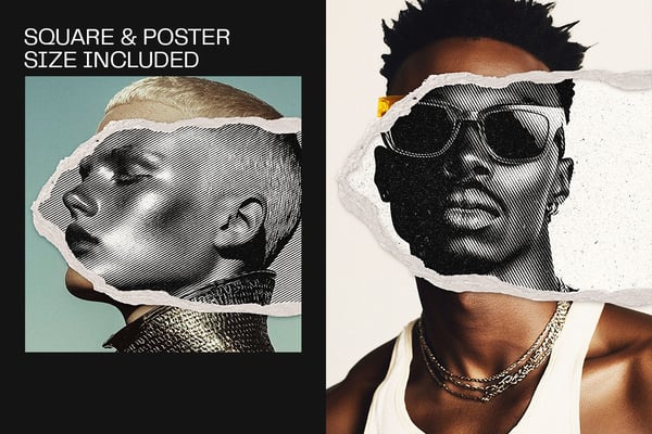 Line Printing Square And Poster Photo Effect