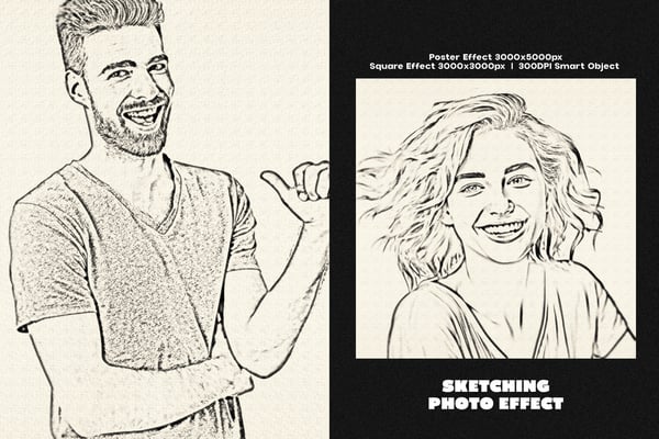 Sketching Square And Poster Photo Effect