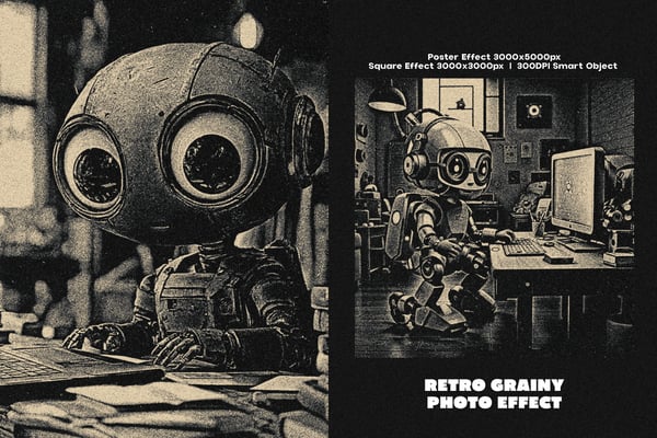 Retro Grainy Square And Poster Photo Effect