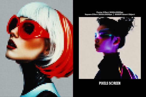 Pixels Screen Square And Poster Photo Effect