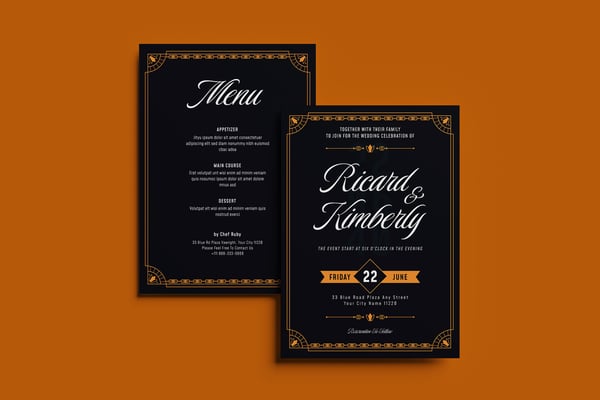 Bluelines Wedding Invitation Template