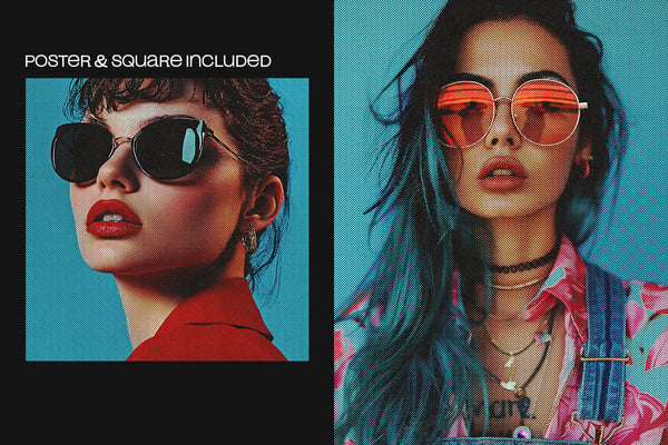 Halftone Square And Poster Photo Effect