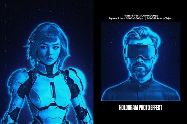 Hologram Square And Poster Photo Effect