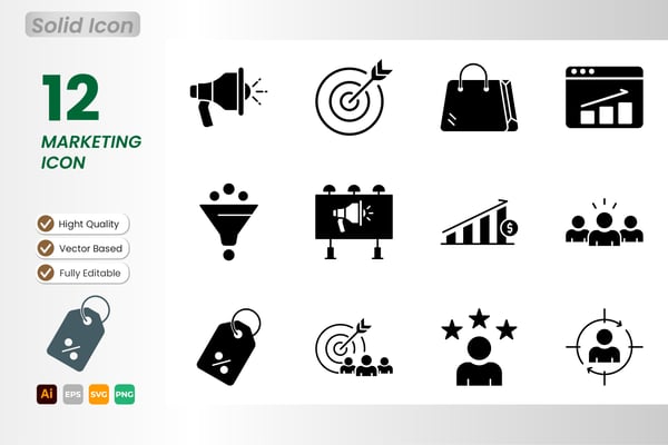 Marketing Solid Icon Set