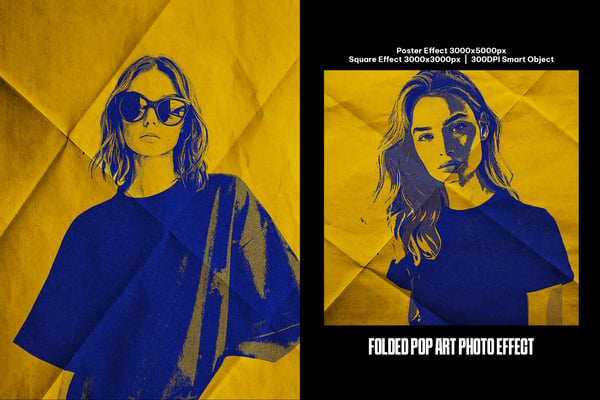 Folded Pop Art Square And Poster Photo Effect