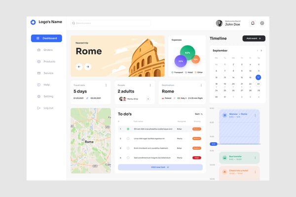 Travel Dashboard UI Kit