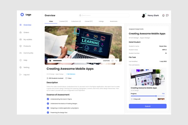 Online Course Dashboard UI Kit