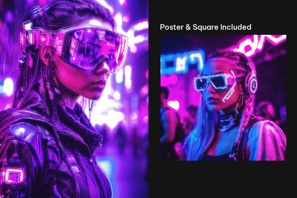 Cyberpunk Square And Poster Photo Effect