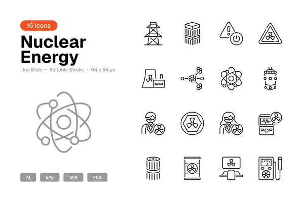 Nuclear Energy Icon Set