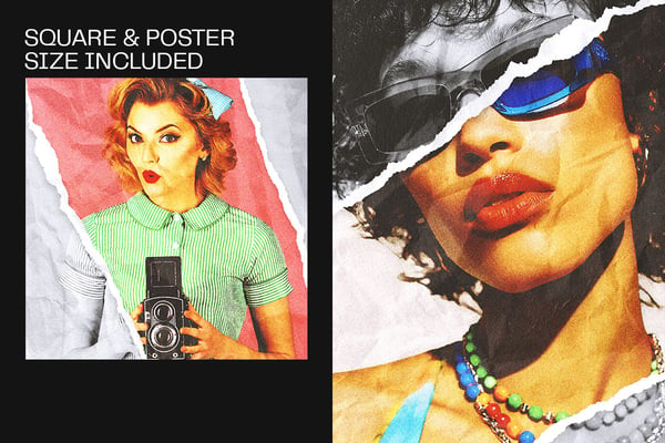 Halftone Printer Square And Poster Photo Effect