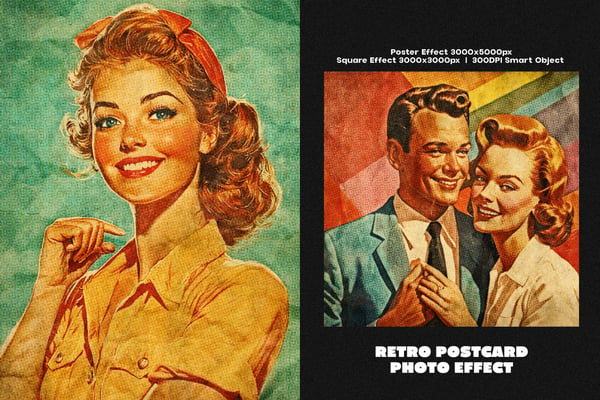Retro Postcard Square And Poster Photo Effect