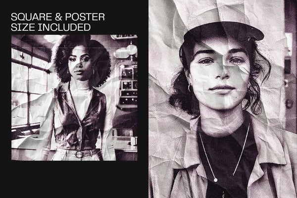 Halftone Editable Square And Poster Photo Effect