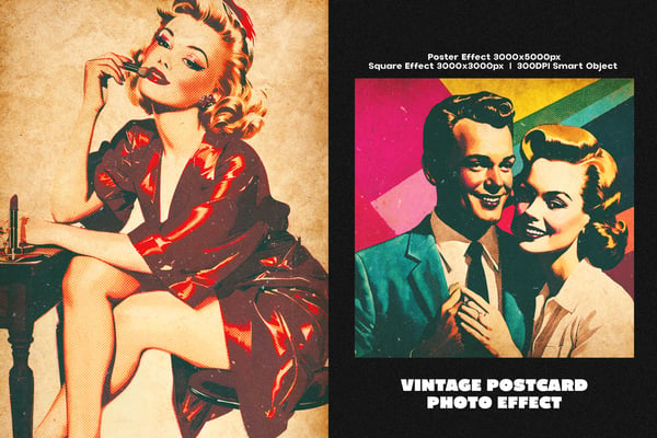 Vintage Postcard Square And Poster Photo Effect