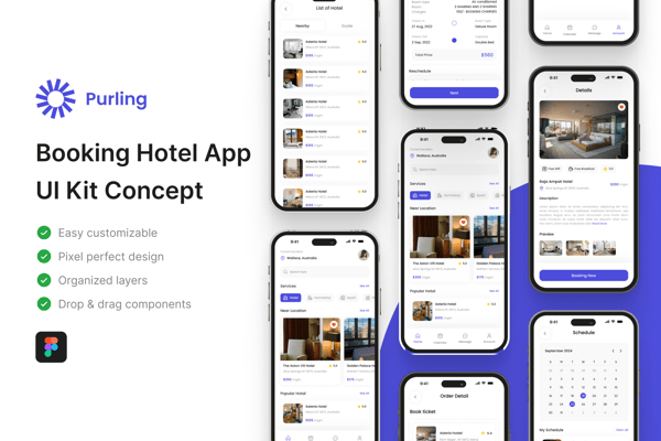 Purling - Booking Hotel Mobile App UI Kit
