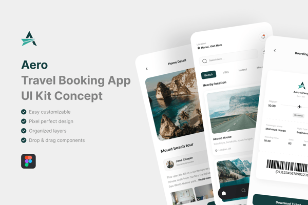 Aero_Travel Booking App UI Kit 