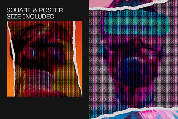 Cyber Code Square And Poster Photo Effect