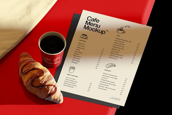 A4 Cafe Menu Mockup