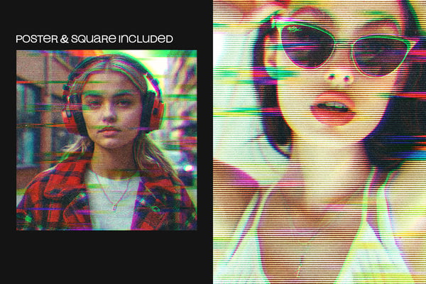 Colorful Glitch Square And Poster Photo Effect