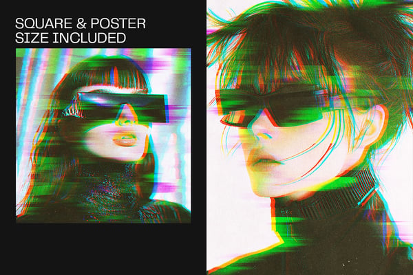 Glitch Grain Square And Poster Photo Effect