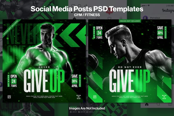 GYM Bodybuilding Flyer Social Media Post PSD Design Templates
