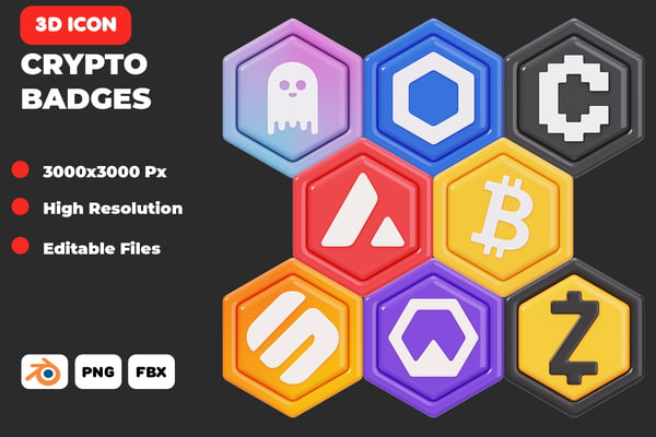 Crypto Badges 3D Icon Pack