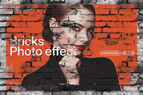 Bricks Photo Effect PSD Template
