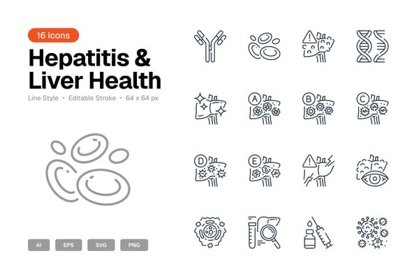 Hepatitis & Liver Health Icon Set