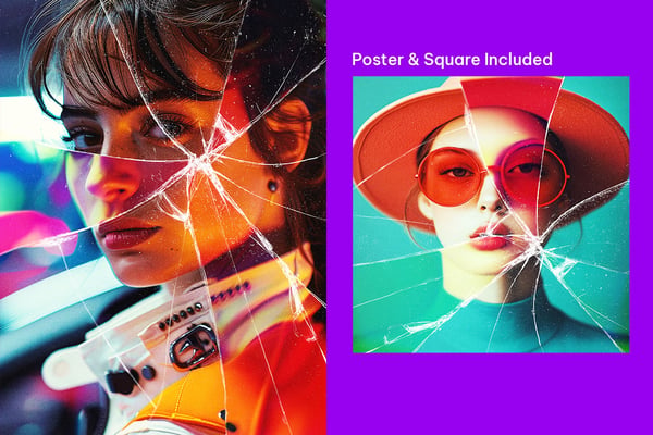 Broken Glass Square And Poster Photo Effect