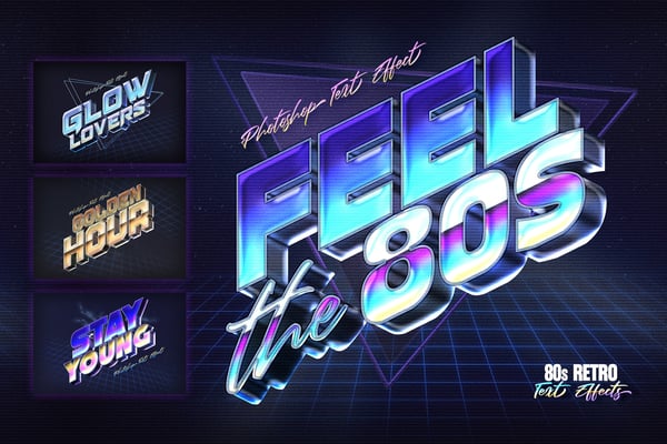 80s Retro Nostalgia Text Effects